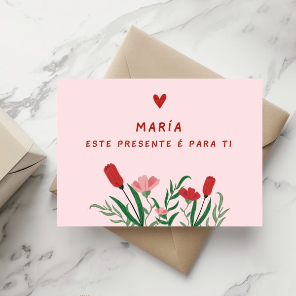Cartão de presente com dedicação personalizada