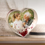 Miniatura de Coração de Água com Flocos em Forma de Coração e Fotografia Personalizada