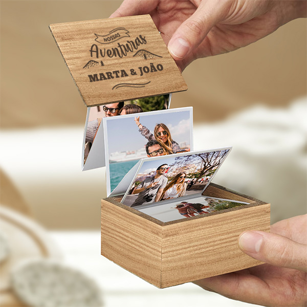 Caixa de Fotografias Acordeão para Casais Personalizada