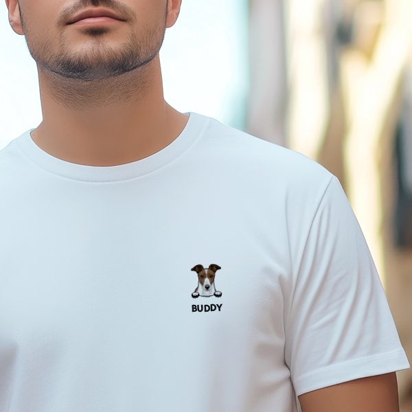 T-shirt com Ilustração Mini do Animal de Estimação com Nome personalizado