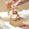 Caixa de fotografias acordeão com foto e texto personalizados
