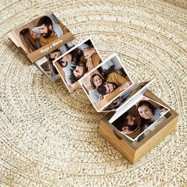Caixa de Fotografias Acordeão com Foto e Texto Personalizados