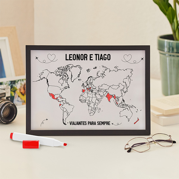 Placa Viajantes com Marcador e Textos Personalizada