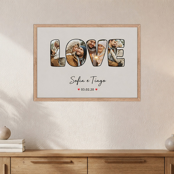 Póster Design LOVE com Data e Nomes Personalizados