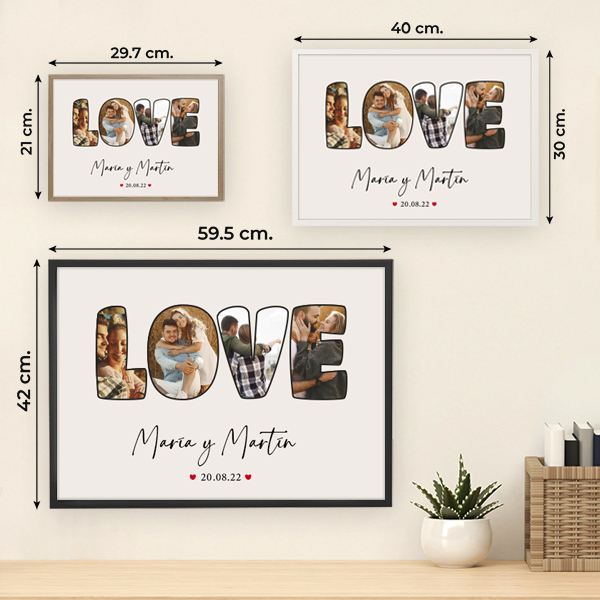 Póster Design LOVE com Data e Nomes Personalizados