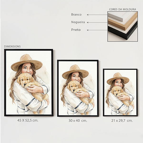 Póster com Ilustração em Aguarela de Fotografia Personalizada