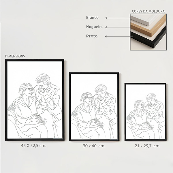Póster com Ilustração Linear de Fotografia Personalizada