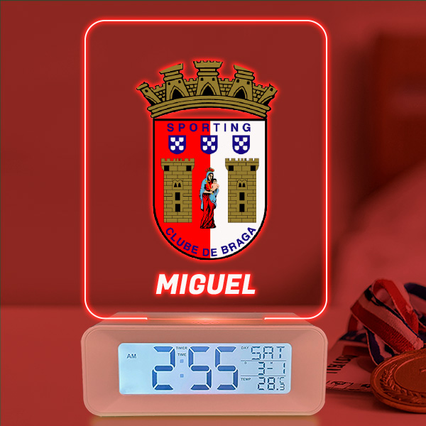 Relógio espertador com Luz com o Teu Escudo personalizado