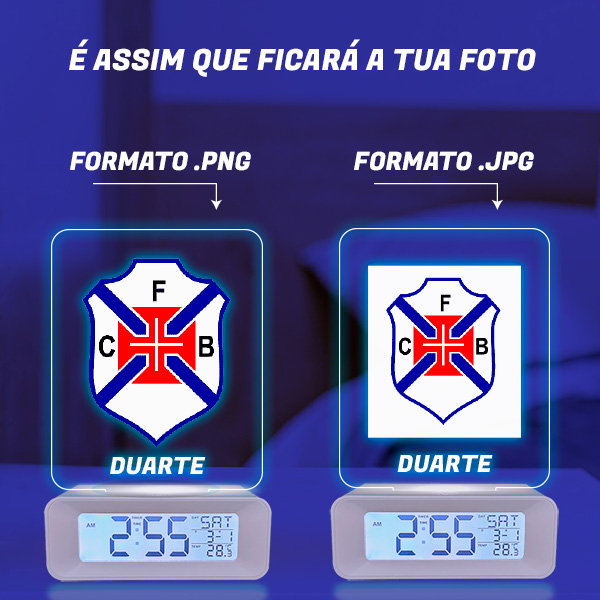 Relógio espertador com Luz com o Teu Escudo personalizado