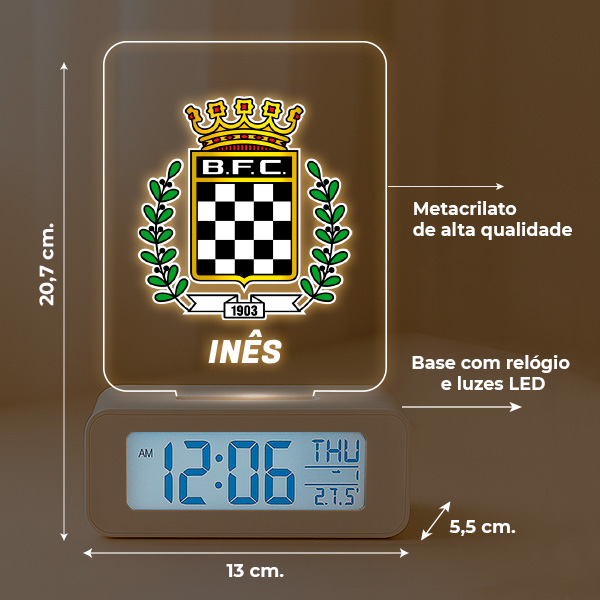 Relógio espertador com Luz com o Teu Escudo personalizado