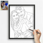 Miniatura de Póster com Ilustração Linear de Fotografia Personalizada