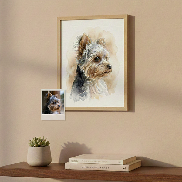 Póster com Ilustração em Aguarela de Animal de Estimação Personalizada