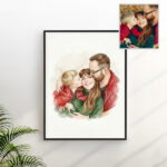 Miniatura de Póster com Ilustração em Aguarela de Fotografia Personalizada