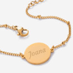 Pulseira de Senhora com Pendente Redondo e Texto personalizado Miniatura de Pulseira de Senhora com Pendente Redondo e Texto personalizado