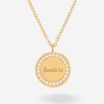 Colar redondo com brilhantes com texto personalizado Miniatura de Colar redondo com brilhantes com texto personalizado