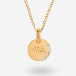 Colar redondo com brilhos laterais e texto personalizado Miniatura de Colar redondo com brilhos laterais e texto personalizado