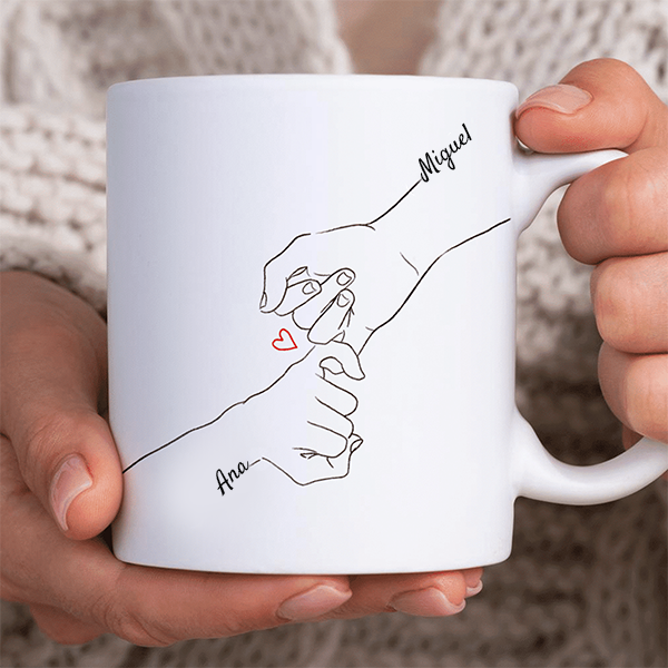 Caneca Mãos Unidas com Nomes personalizada