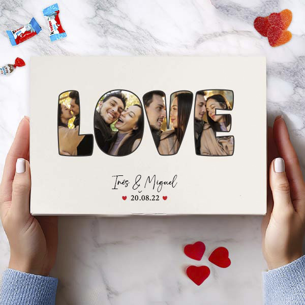 Caixa de Doces Love personalizada com Foto e Nome