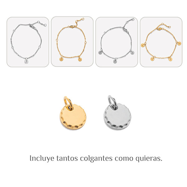 Pulseira de Mulher com Pendentes Redondos personalizados