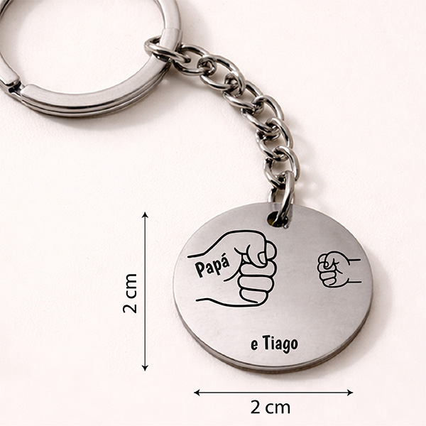 Porta-chaves Redondo Papá com Design de Punhos e Nomes personalizados