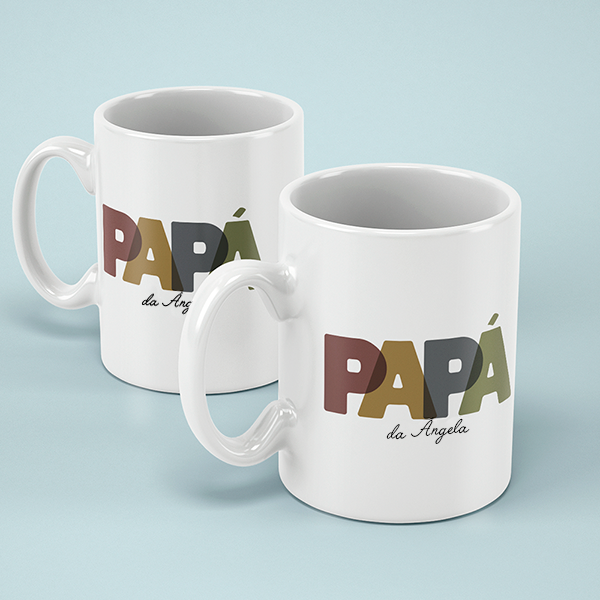 Caneca Papá Letras Coloridas com Nomes personalizada