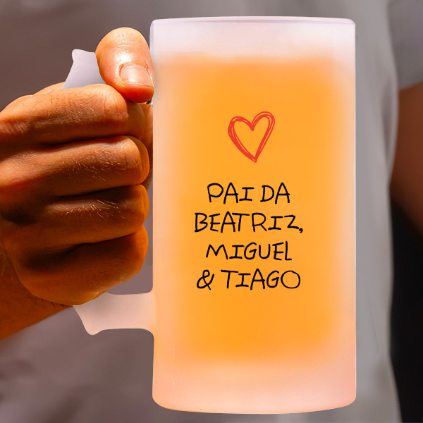 Caneca de Cerveja com Coração e Texto para o Pai personalizada