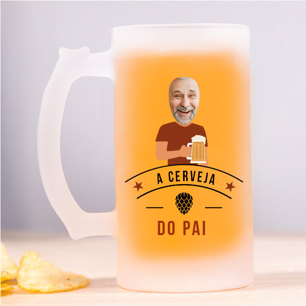 Caneca de Cerveja do Papá com Foto Personalizada