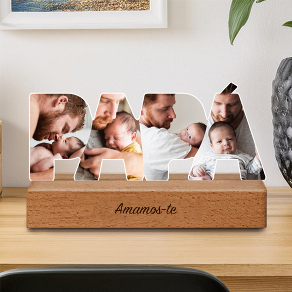 Placa Pai com Fotos e Base personalizada