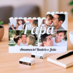 Miniatura de Puzzle de Blocos Papá com Colagem de 4 Fotos Personalizadas