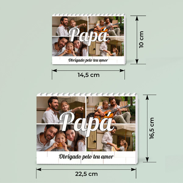 Puzzle de Blocos Papá com Colagem de 4 Fotos Personalizadas