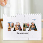 Puzzle de Blocos Papá com Fotos e Texto Personalizado Miniatura de Puzzle de Blocos Papá com Fotos e Texto Personalizado