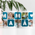 Miniatura de Caneca Mamã Cubos Coração com Cinco Fotos personalizada