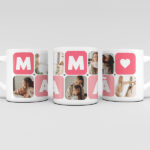 Miniatura de Caneca Mamã Cubos Coração com Cinco Fotos personalizada
