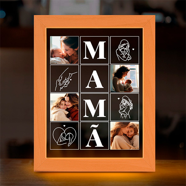 Candeeiro Mamã com Quatro Fotos e Silhuetas personalizado