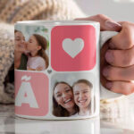 Miniatura de Caneca Mamã Cubos Coração com Cinco Fotos personalizada