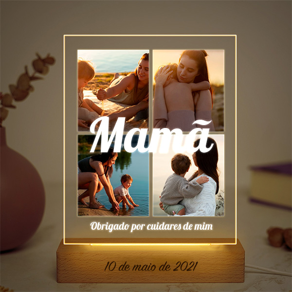 Candeeiro Mamã Collage com Quatro Fotos personalizado