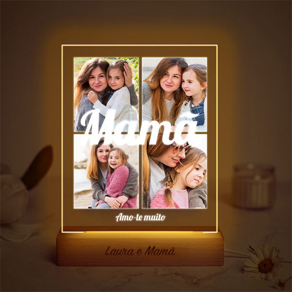 Candeeiro Mamã Collage com Quatro Fotos personalizado