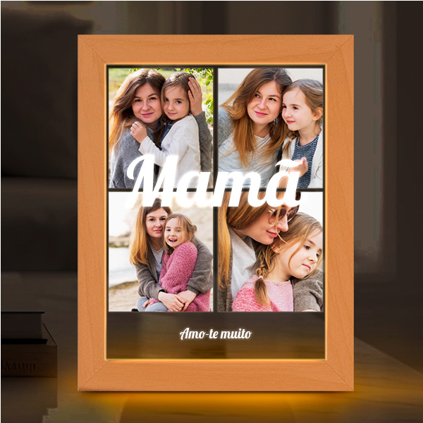 Candeeiro Mamã Collage com Quatro Fotos personalizado