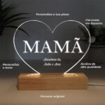 Miniatura de Candeeiro Mamã em forma de coração personalizado