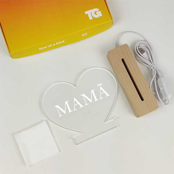 Candeeiro Mamã em forma de coração personalizado