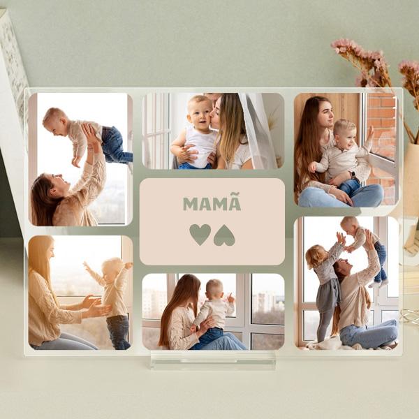 Placa Mamã com Seis Fotos personalizada