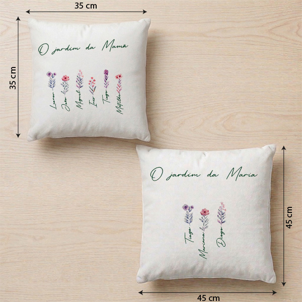 Almofada O Jardim da Mãe com Nomes personalizados