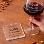 Miniatura de Copo de Vinho para Pai com Nome e Texto Personalizado