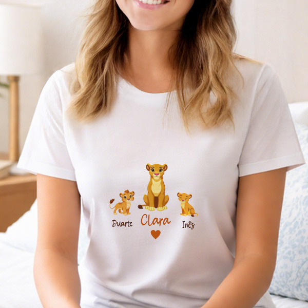 Pijama Mãe com Leõezinhos e Nomes Personalizados