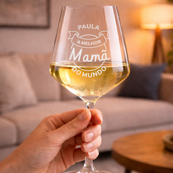 Copo de Vinho para a Melhor Mãe com Nome personalizado