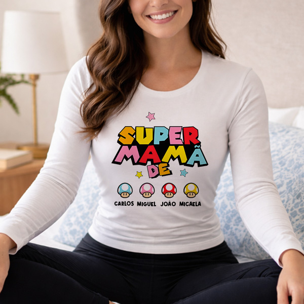 Pijama Super Mãe com Nomes personalizados