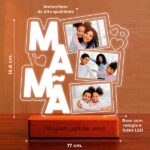 Miniatura de Lâmpada para a Mãe com Corações e Três Fotografias personalizadas