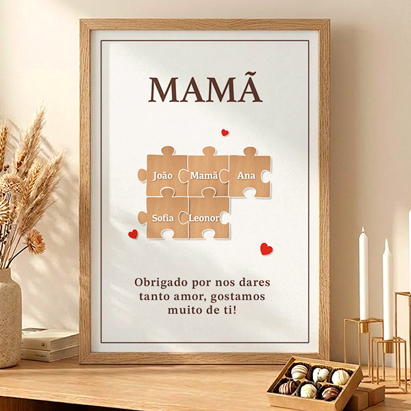 Póster Puzzle para a Mãe com Nomes Personalizados