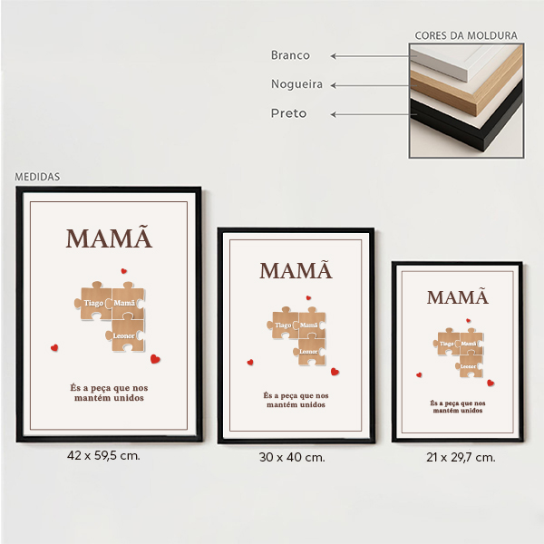 Póster Puzzle para a Mãe com Nomes Personalizados