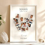 Miniatura de Póster para a Mãe em Forma de Coração com Fotografias Polaroid personalizadas